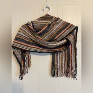Incalpaca Peru Scarf 85% Alpaca Wool Striped Boho Whimsigoth Long 78"
